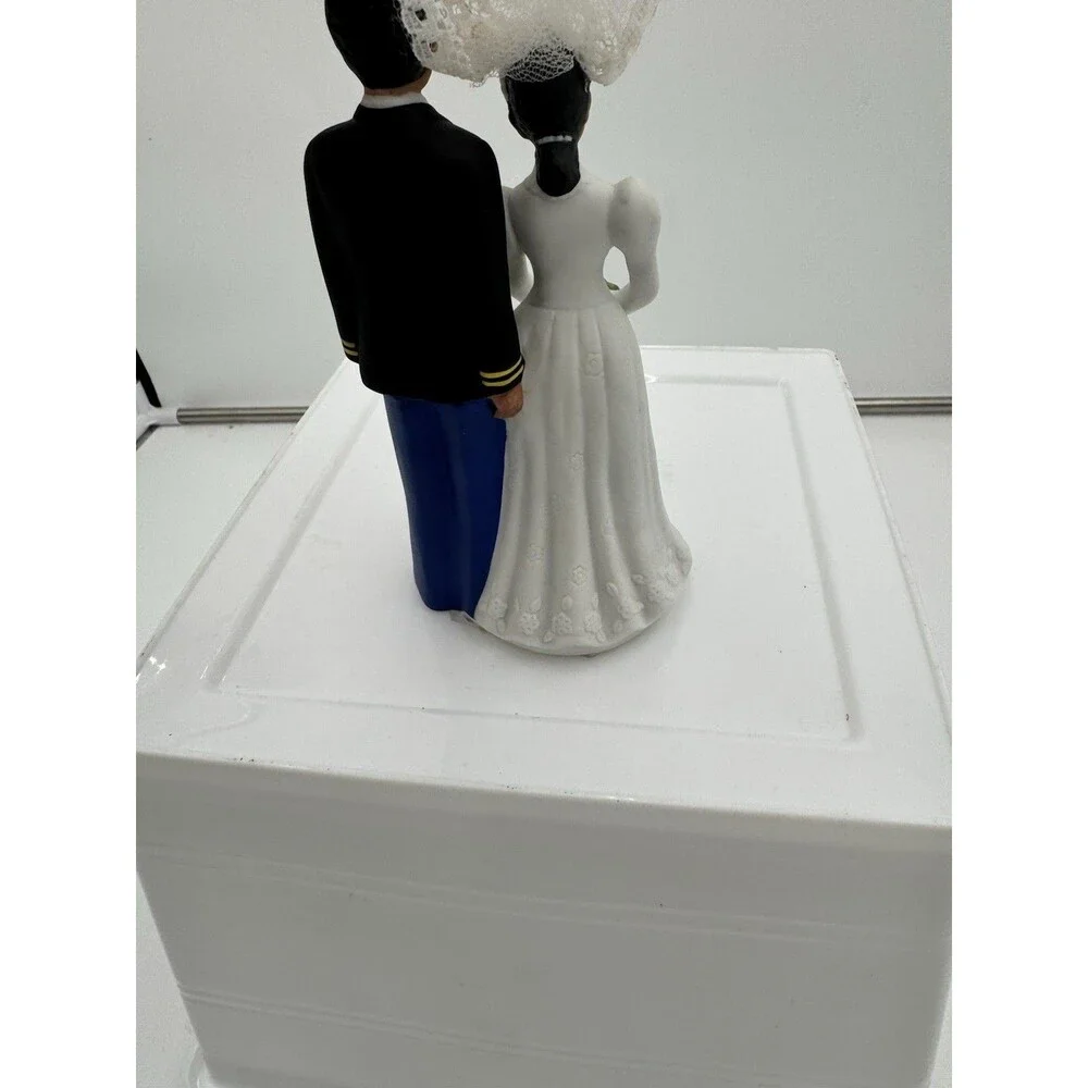 Lefton Bride Groom Military Uniform Cake Topper Porcelain Vintage 1995